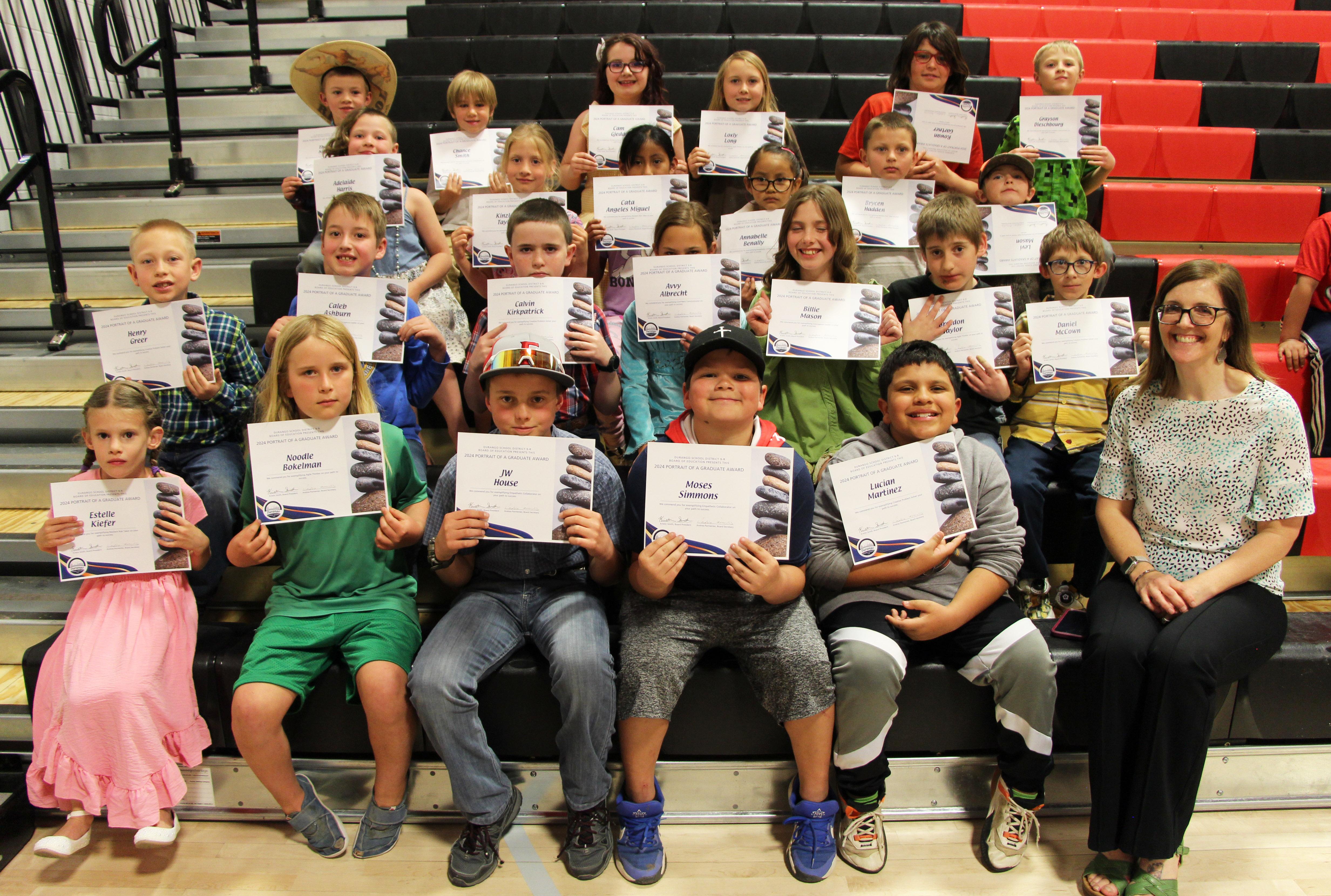 Fort Lewis Mesa Elementary School Student Award recipients 